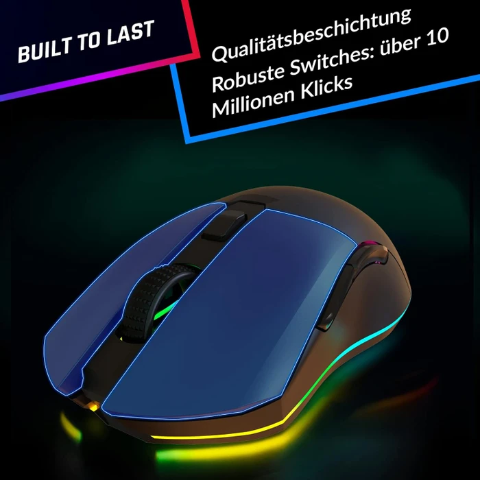 Klim Blaze Pro Rechargeable Wireless RGB mit Ladestation, schwarz, USB