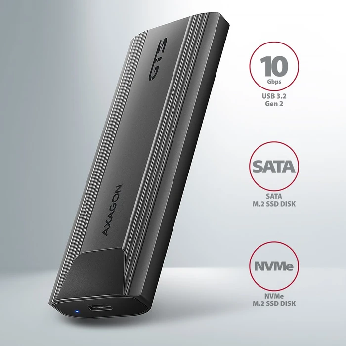 Axagon M.2 Festplattengehäuse, M.2 PCIe/SATA, USB-C 3.1