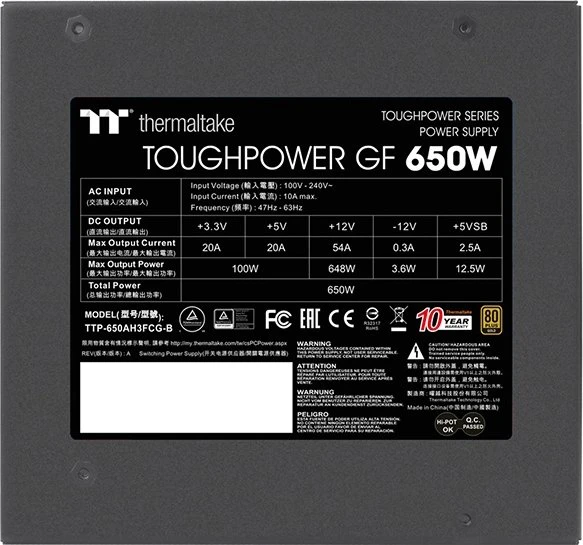 Thermaltake ToughPower GF 650W, ATX 2.4