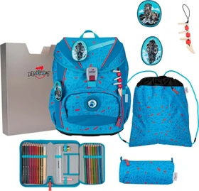 DerDieDas ErgoFlex Light Exklusiv Superflash Blue Ice Schultaschen-Set, 5-tlg.