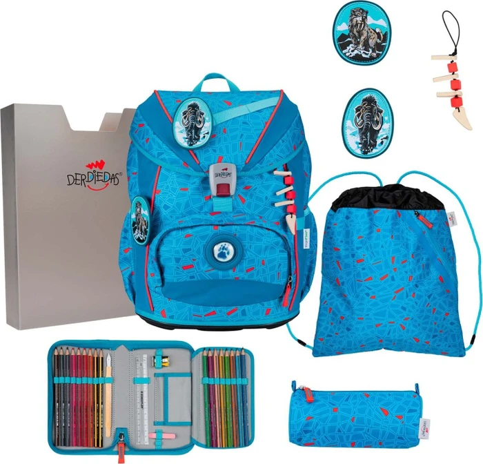 DerDieDas ErgoFlex Light Exklusiv Superflash Blue Ice Schultaschen-Set, 5-tlg.
