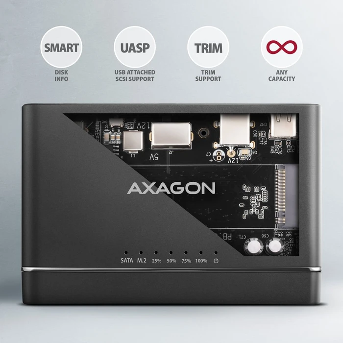 Axagon M.2/2.5"/3.5" Adapter, USB -> M.2 PCIe/SATA