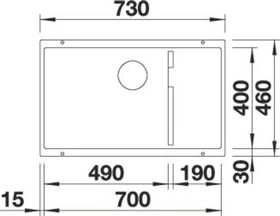 Blanco Subline 700-U Level InFino Unterbau Becken links perlgrau inkl. Zubehör
