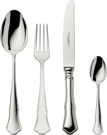 Robbe & Berking Alt-Chippendale Besteck-Set 150g versilbert, 4-tlg.