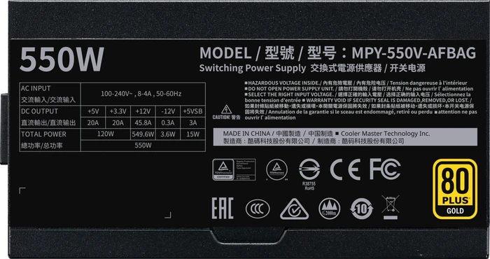 Cooler Master V-Series V550 Gold V2 550W, ATX 2.52