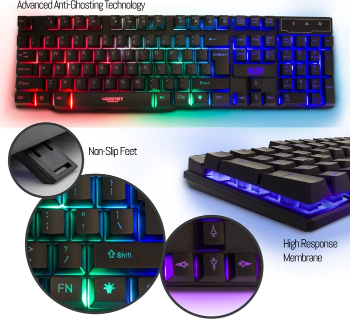 Orzly RX250 4in1 PC Gaming Essential Pack, Tastatur, Headset, Maus und Mousepad, USB, UK