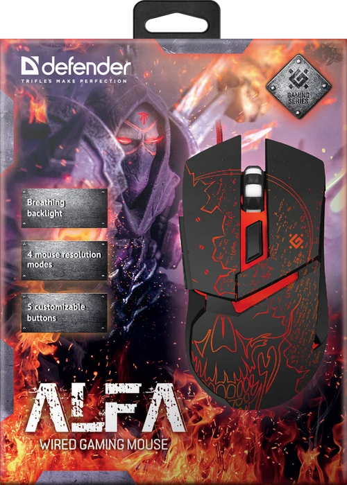 Defender Alfa GM-703L RGB Gaming Mouse schwarz, USB