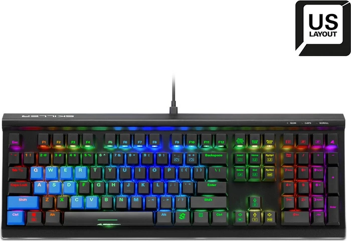Sharkoon Skiller SGK60, LEDs RGB, Kailh Box WHITE, USB, US