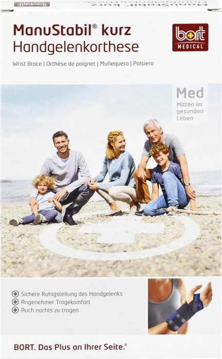 Bort Medical ManuStabil kurz Handgelenkbandage rechts Größe M beige, 1 Stück