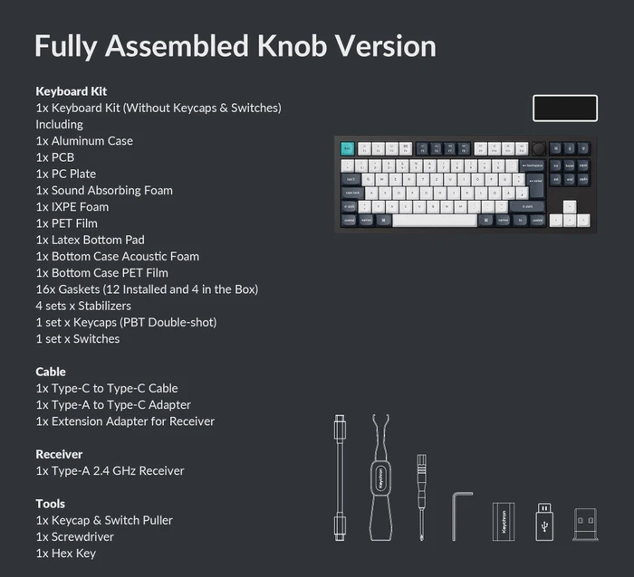 Keychron Q3 Max, Carbon Black, TKL, LEDs RGB, hot-swap, Gateron Jupiter RED, USB/Bluetooth, DE