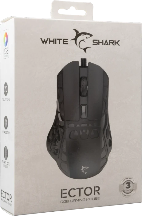 White Shark Ector Black Gaming Mouse, schwarz, USB