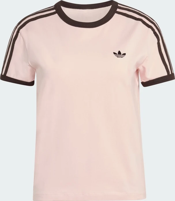 adidas 3-Streifen Slim T-Shirt kurzarm sandy pink/aurora coffee (Damen)