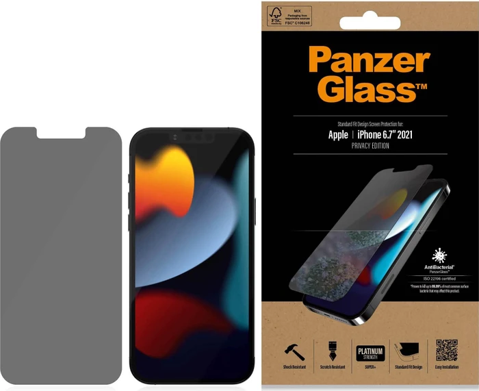 PanzerGlass Standard Fit Privacy AntiBacterial für Apple iPhone 13 Pro Max