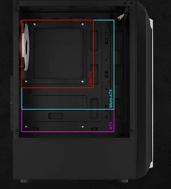 AeroCool Bionic V2, schwarz, Lüfter LED RGB, Glasfenster