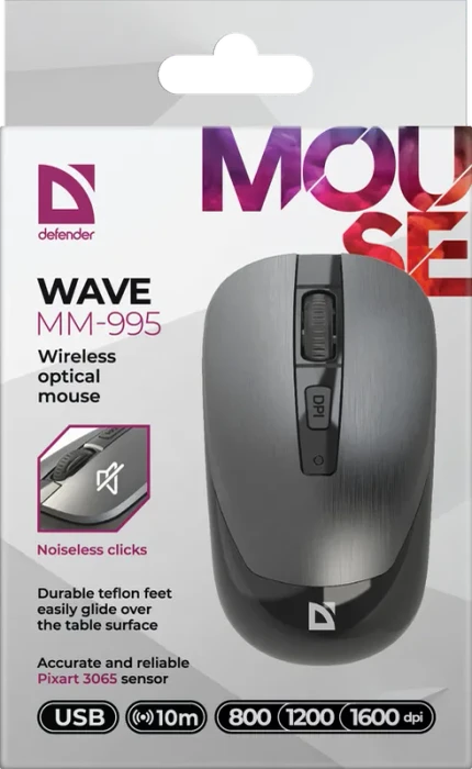 Defender Wave MM-995 Wireless Optical Mouse silber, USB