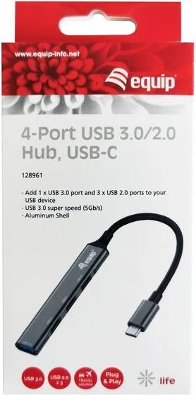 Equip 4 Port USB Hub, USB-C 3.0 [Stecker]