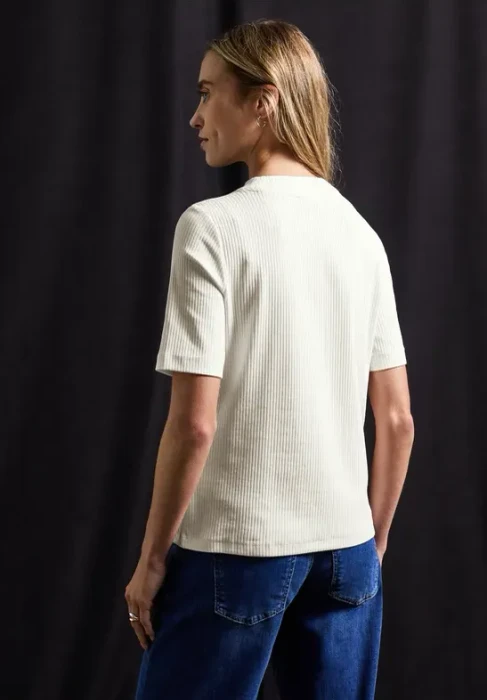 Street One Rippstruktur T-Shirt kurzarm off white (Damen)