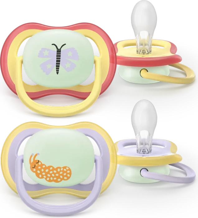 Philips Avent SCF376/25 Ultra Air Nighttime Beruhigungsschnuller, 6-18M, Silikon, raupe/schmetterling, 2 Stück