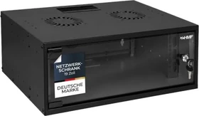 HMF 65700 19" Serverschrank 4HE, unmontiert, Sicherheitsglastür, IP20, schwarz, 400mm tief