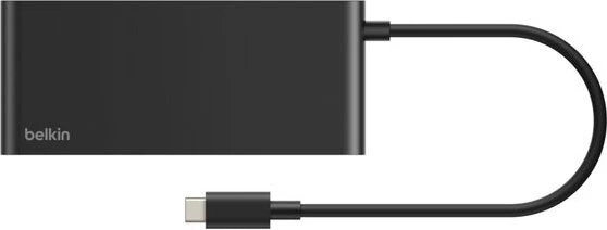 Belkin Connect USB-C 7-in-1 Multiport Hub Adapter, USB-C 3.0 [Stecker], schwarz