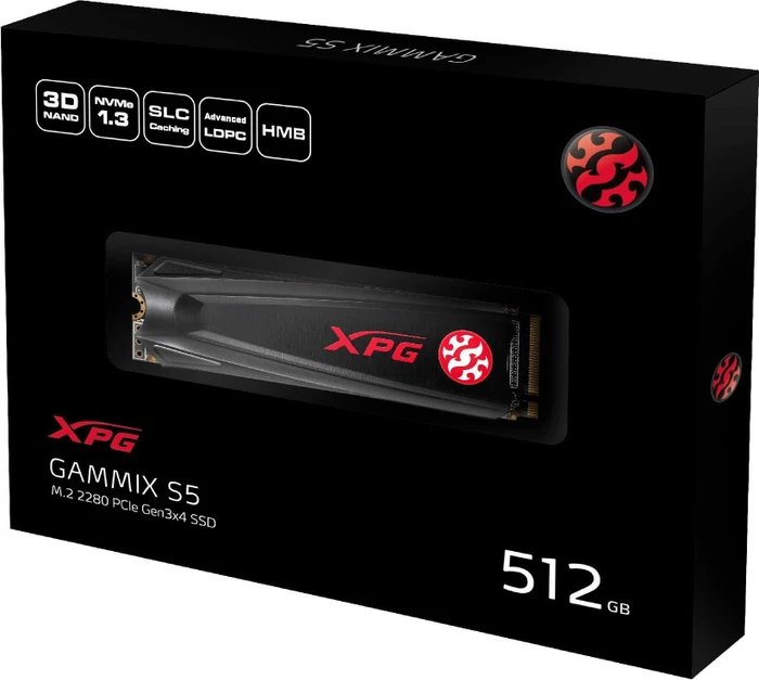ADATA XPG Gammix S5 512GB, M.2 2280 / M-Key / PCIe 3.0 x4, Kühlkörper