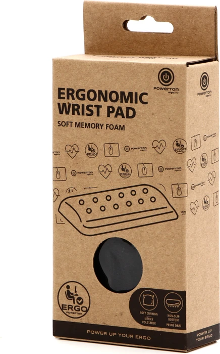 Powerton ERGO Dark Edition Handgelenkpolster, Handballenauflage (Maus), schwarz