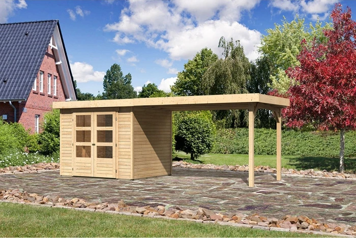 Karibu Askola 3 Gartenhaus inkl. Anbau 2.8m natur
