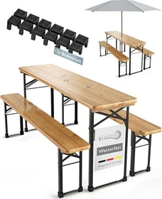 Beautissu Bierzeltgarnitur Gartenmöbel-Set braun,   3-tlg.