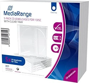 MediaRange CD-Leerhülle Jewelcase, transparent, 5 Stück