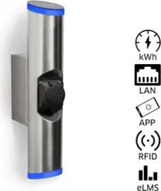 hesotec electrify eBox sr10 Smart 22kW edelstahl gebürstet, Ladedose