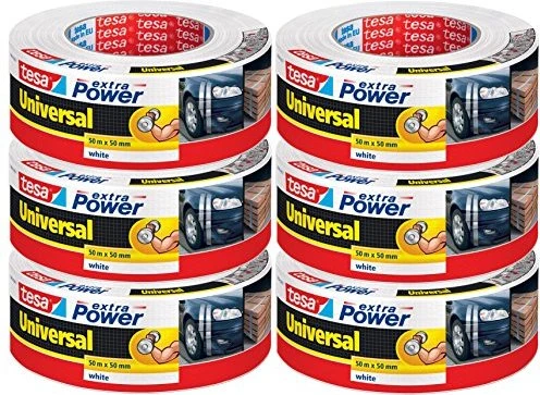 tesa extra Power Universal weiß, Gewebeband, 50mm/50m, 6 Stück
