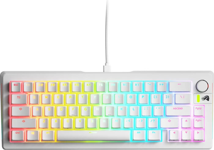 Glorious GMMK 3 65% Pre-built Gaming Keyboard, weiß, LEDs RGB, Glorious Fox MX, USB, US
