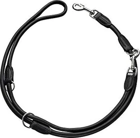 Hunter Round & Soft Verstellbare Hundeleine Leder 8/200, schwarz