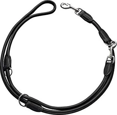 Hunter Round & Soft Verstellbare Hundeleine Leder 8/200, schwarz