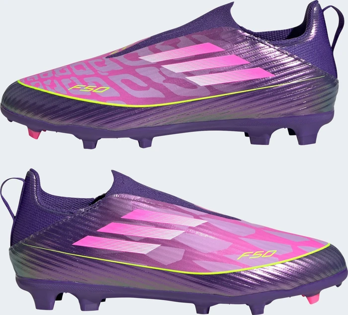 adidas F50 League Laceless FG/MG purple/cloud white/lucid lemon (Junior)