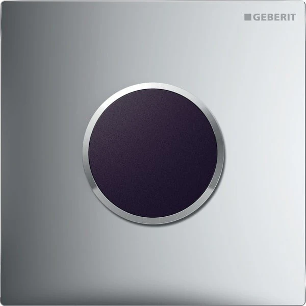 Geberit Urinalsteuerung mit elektronischer Spülauslösung, Netzbetrieb, Typ 10 Abdeckplatte chrom matt, easy-to-clean-beschichtet/hochglanz-verchromt