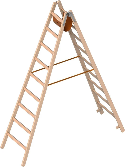 Layher Topic 1053 Holz 2-tlg. Stehleiter, 2x 9 Stufen
