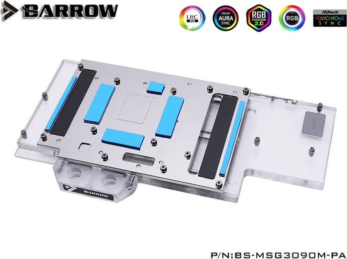 Barrow NVIDIA RTX 3090 LRC 2.0 Full Coverage GPU Water Block, MSI 3090 Trio Aurora