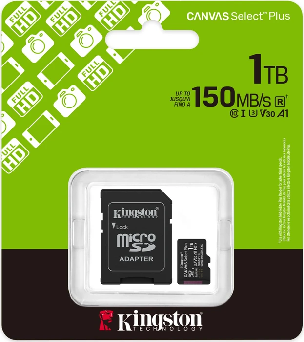 Kingston Canvas Select Plus Gen3 R150 1TB Kit, UHS-I U3, A1, Class 10