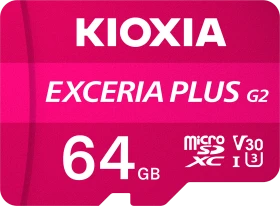 KIOXIA EXCERIA PLUS G2 R100/W65 64GB Kit, UHS-I U3, A1, Class 10