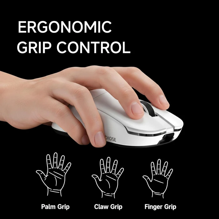 Mchose L7 Pro 8K Lightweight Wireless Gaming Mouse, weiß, USB/Bluetooth