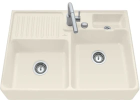Villeroy & Boch Spülstein Becken rechts mit Ablauffernbedienung ivory