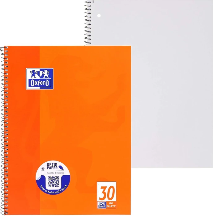 Oxford Schule Collegeblock, A4+, Lineatur 30, Softcover, orange, 80 Blatt