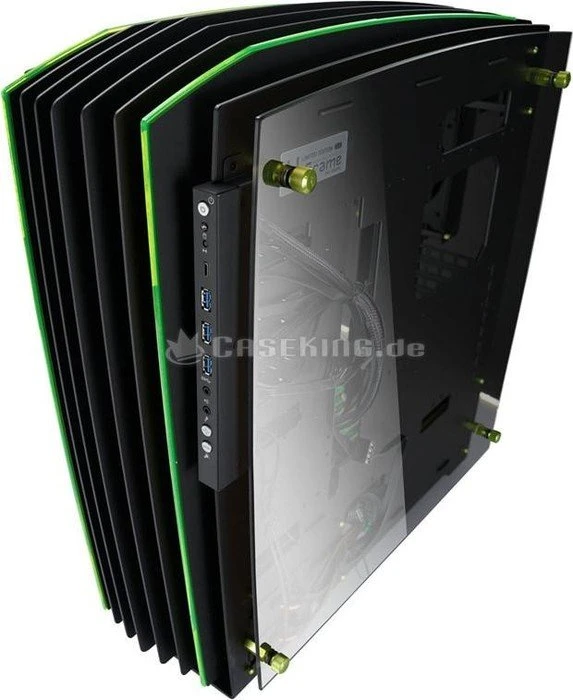 In Win H-Frame 2.0 NVIDIA Edition schwarz/grün, Glasfenster, 1065W ATX, E-ATX