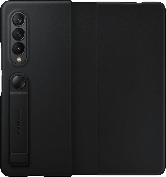 Samsung Leather Flip Cover für Galaxy Z Fold 3 5G schwarz