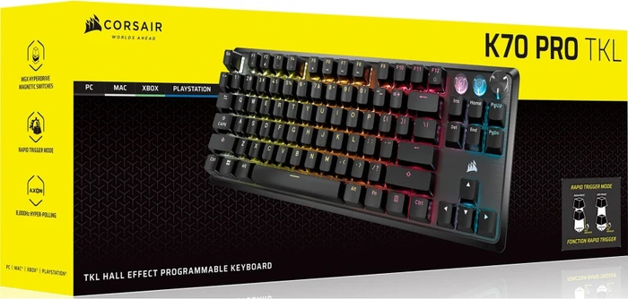 Corsair Gaming K70 PRO TKL Magnetic-Mechanical, schwarz, Corsair MGX Hyperdrive, USB, DE