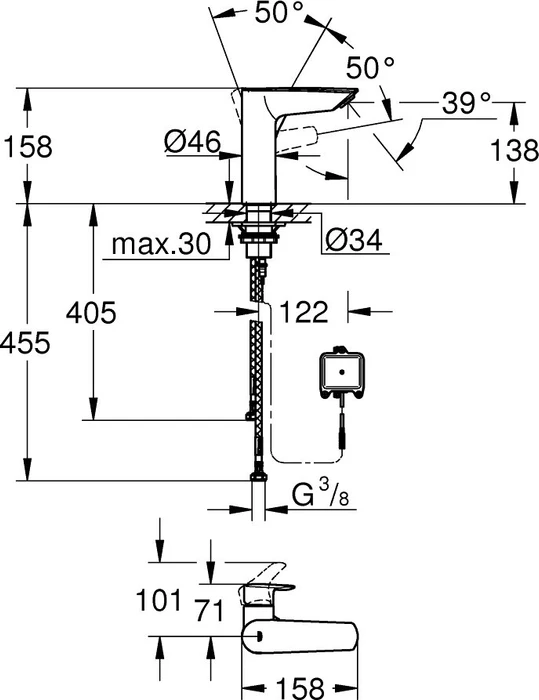 Grohe Eurosmart Einhand-Waschbeckenarmatur 1/2" M-Size matt black