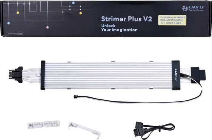 Lian Li Strimer Plus V2 12VHPWR, 16-Pin PCIe Verlängerungskabel, RGB beleuchtet, 12 LED-Bahnen, 32cm