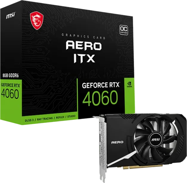 MSI GeForce RTX 4060 Aero ITX 8G OC, 8GB GDDR6, HDMI, 3x DP