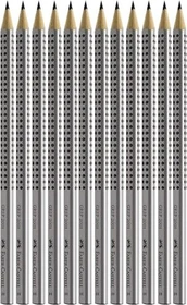 Faber-Castell Grip 2001 Bleistift H graphit, silber, 12er-Pack